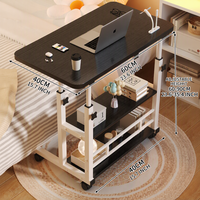Bureau d'ordinateur portable sur roulettes réglable en hauteur pour la maison, le bureau, la chambre à coucher, le chevet, station de travail pour ordinateur portable