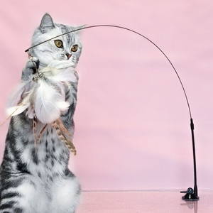 Nouveauté 2026 : Jouet interactif pour chat à ventouse avec tête en plumes, stimulant l'instinct de chasse naturel du chat, pour l'interaction et la stimulation du mouvement des animaux de compagnie - Product Image 4