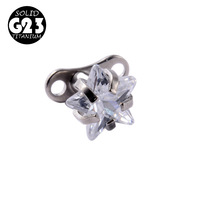 G23 Titanium Piercing Micro Dermal Anchor Base & Tops Skinner Diver Crystal Zircon Gem Head Implants Body Piercing Jewelry