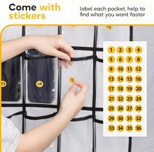 Organizador Plegable para Aula con 36 Bolsillos Transparentes, 61''x17.3'', de Tela No Tejida, para Colgar en Pared/Puerta, para Uso Escolar y de Oficina - Product Image 3