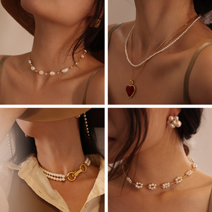 Fabricante personalizado collar Acero inoxidable latón 925 Plata chapado en oro madera perla Piedra Natural collar con cuentas - Product Image 3