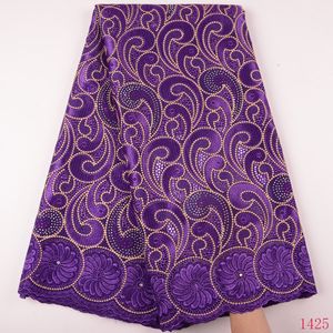 Tela de encaje africano de algodón suizo de alta calidad, tejido bordado de gasa nigeriana suiza para vestido de boda, 1425 - Product Image 5