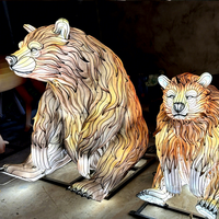 JN-Zm24 Festival Décoration Ours Loup Animal Lanterne Peint À La Main LED Animal Renne Art Lanternes