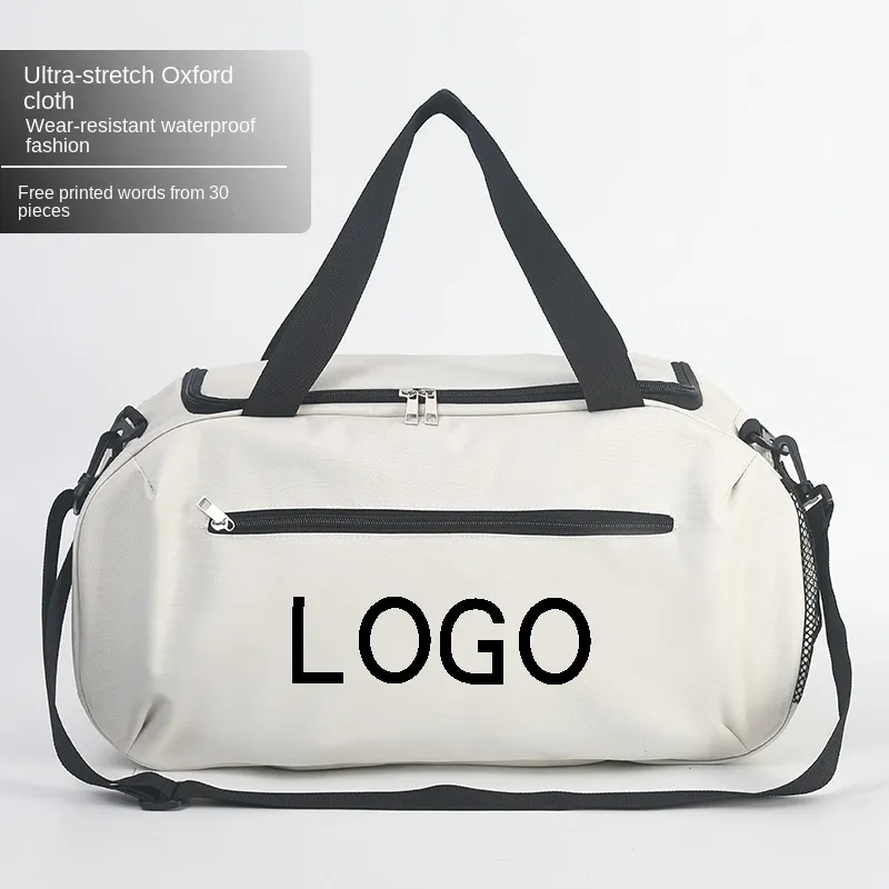 Özelleştirilmiş toptan özel baskı moda silindir çanta trend tasarımcı su geçirmez taşınabilir Polyester bagaj spor seyahat çantası