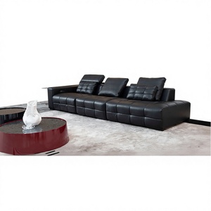 Sofá de Tres Plazas Laurence, Cuero Genuino de Vaca, Estilo Casual Minimalista de Diseño, Diseño Modular, Relleno de Esponja de Alta Densidad - Product Image 4