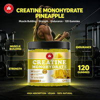 Gummies de créatine monohydrate OEM saveur ananas, 120 unités, haute absorption pour le développement musculaire, la force et l'endurance, personnalisables pour la salle de sport