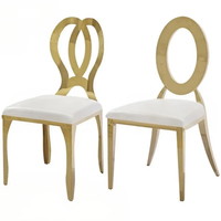 Chaises de dîner empilables de luxe modernes Offre Spéciale chaises de mariage en acier inoxydable à dossier haut de location de fête en or blanc
