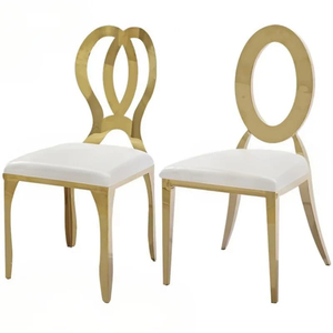 Vendita calda di lusso moderno impilabile <span class=keywords><strong>sedie</strong></span> per cena bianco dorato per feste con schienale alto <span class=keywords><strong>sedie</strong></span> da sposa in acciaio inossidabile - Product Image 6