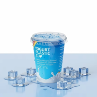 Gobelet à yaourt et récipient à crème glacée en plastique PP de qualité alimentaire, à paroi simple, écologique, avec couvercles, design personnalisé