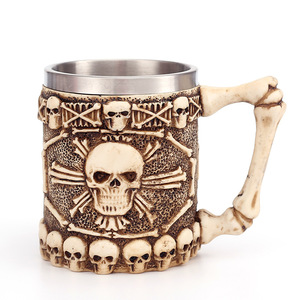 Vikingo calavera dragón resina calavera taza 3D taza Halloween venta al por mayor Steampunk <span class=keywords><strong>Detective</strong></span> calavera café tazas de acero inoxidable - Product Image 2