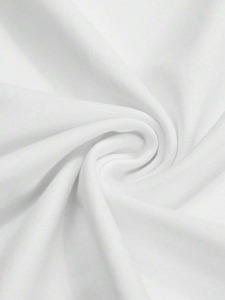 T-shirt blanc décontracté à col rond et manches courtes avec personnalisation de lettrage flou disponible, adapté aux hommes et aux femmes. F10 - Product Image 4