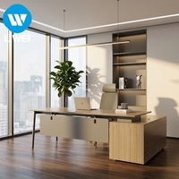 Bureau de direction en L moderne à prix d'usine avec armoire latérale en bois ergonomique pour manager, directeur, PDG, patron