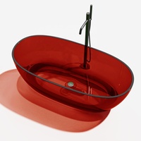 Baignoire moderne de luxe en résine transparente, baignoire autoportante en résine transparente, surface solide pour hôtel, intérieur avec robinet