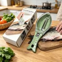 Rabot à écailles de poisson avec couvercle cuisine poisson tuer manuel écailles de poisson grattoir accessoires de cuisine en plastique