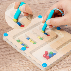 Magnetische Vier Kleuren Doolhof Houten Puzzels Speelgoed Peuter Activiteiten Tellen En Kleur Sorteren Leerspeelgoed - Product Image 6
