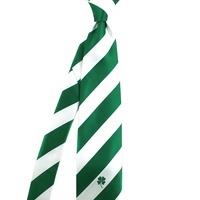 Cravate en microfibre polyester de haute qualité, personnalisée avec logo tissé, pour supporters de football, à rayures vertes et blanches, cravate verte pour hommes