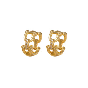 ต่างหูแบบห่วงชุบทอง โลหะผสมสังกะสี ทรงกลม ดีไซน์เก๋ - Product Image 4