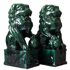 Statue Feng Shui de <span class=keywords><strong>chien</strong></span> Fu de la dynastie Tang en <span class=keywords><strong>porcelaine</strong></span> émaillée tricolore de grande taille, style animalier - Product Image 1