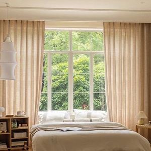 Tissu de rideau transparent <span class=keywords><strong>en</strong></span> polyester de style lin, couleur unie, haute qualité, fourni par l'usine, largeur 2,8 m - Product Image 3