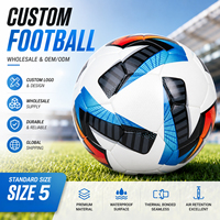 Ballon de football Aiju en cuir PU taille 5, thermocollé sans couture, avec couleur et logo personnalisés, service OEM/ODM en gros pour entraînement et matchs