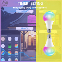 Alexa 2021 Lampu LED SMD A60 Pintar Berwarna-warni Tanpa Kedip CE CB AC untuk Kontrol RGB E27/E26/B22