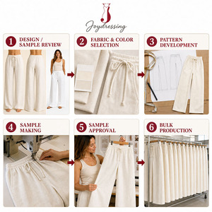 <span class=keywords><strong>Pantaloni</strong></span> da donna a <span class=keywords><strong>vita</strong></span> alta <span class=keywords><strong>con</strong></span> coulisse, casual, larghi, <span class=keywords><strong>in</strong></span> lino, a gamba larga, personalizzabili OEM ODM - Produzione Joydressing - Product Image 5