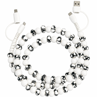 Câble de charge FASHLINK monochrome avec perles en forme de cœur, 4 en 1, USB Type C, multi-connecteurs, accessoire de mode romantique