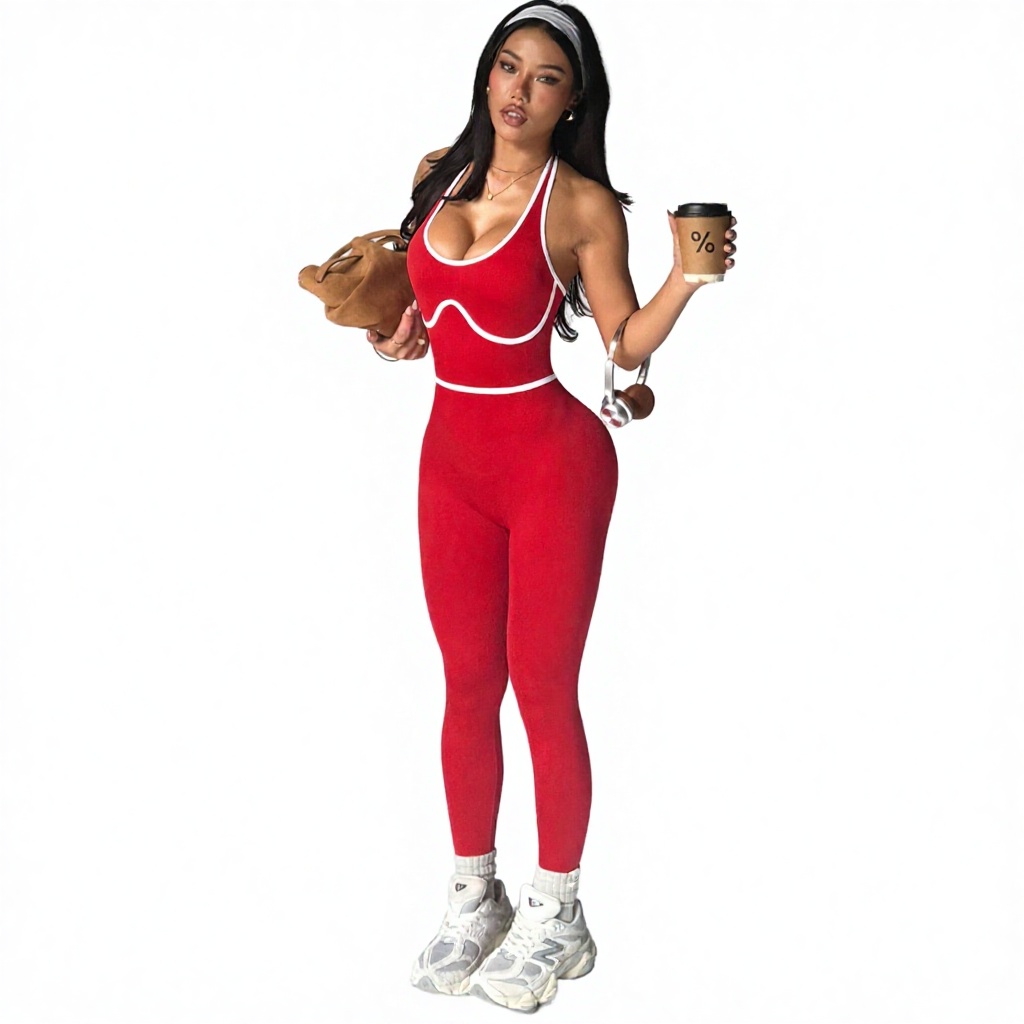 Hotselling Gym Clothes Women Clothing Solid Stripe High Waist Fitness Skin Friendly Yoga Set Women's Yoga Jumpsuit