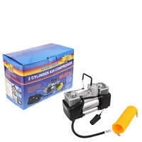 Compresseur d'air portable QY à double cylindre 12V pour voiture, en ABS, avec lumière d'urgence, pointeur et manomètre 101-150Psi pour gonflage des pneus