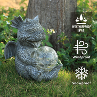 Estatua de dragón de jardín, escultura de resina para exteriores con energía Solar con bola de cristal, decoración para el hogar, decoración navideña, clasificación IP65