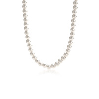 Collier Novirassine pour femme, fait main, en fausses perles rondes blanches en ABS, avec chaîne classique - Style tendance