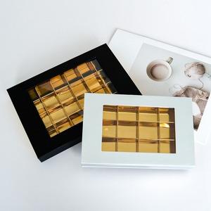 Empty magnetic gold chocolate truffle candy sweet paper gift box, with transparent window customizable according to needs - Product Image 3