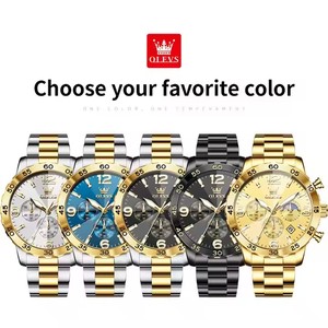 OLEVS 3678 Orologio di Lusso da Uomo Oro e Nero Multifunzione al Quarzo Impermeabile con Fasi Lunari Cronografo in Acciaio Inossidabile - Product Image 6