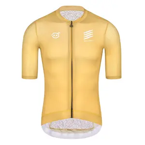 热卖ODM OEM标志批发公路自行车骑行运动衫短袖黄色运动衫男女骑行服装
