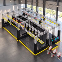 Équipement de parcours Ninja commercial intérieur standard européen avec filet de transport, mur araignée et blocs de parkour pour aire de jeux 3D pour enfants en centre commercial (FEC)