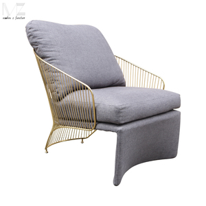 De metal de oro de acero inoxidable tela de salón Bergere de Colette lounge sillón - Product Image 1