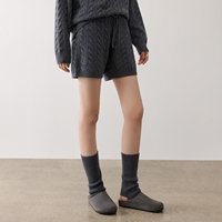 Ensemble deux pièces en cachemire pur à 100 %, col roulé, tricot torsadé, pull et short pour femme, style décontracté, automne-hiver, ensemble de détente