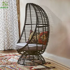 Bán buôn mây wicker vườn Boho ghế thực PE mây Patio đồ nội thất một chỗ ngồi ghế sofa chân ghế