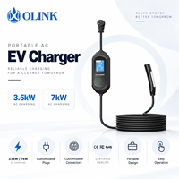 Chargeur EV portable OLINK 16A 32A 3,5KW 7kW Niveau 2 Courant réglable Type 2 J1772 NACS GBT pour voiture électrique PHEV Recharge à domicile