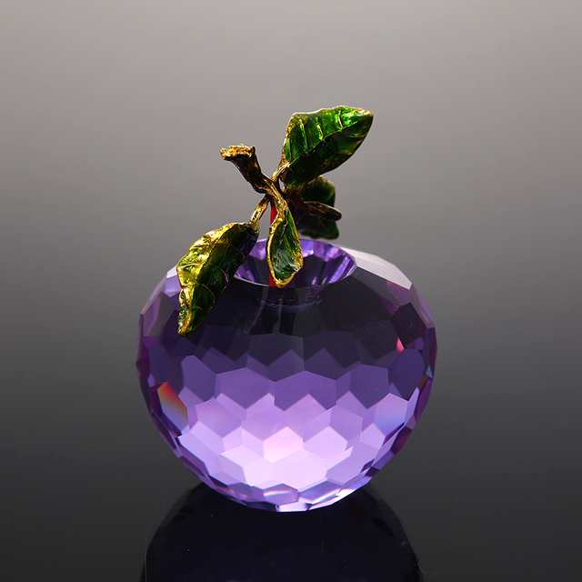 CJ-Decoration Handmade Christmas Tree Apples Gifts Ornaments Natural K9 Purple Crystal Apple Model