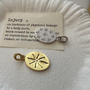 Pendentif ovale brossé en argent pur S925, style vintage, design de niche luxueux, bijoux étoile hexagonale faits à la main - Product Image 4