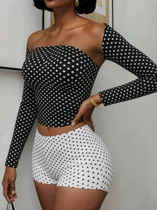 GHH11033 -2025 nuovo Set da donna Sexy a pois a maniche lunghe Shorts a scialle a pois - Product Image 6