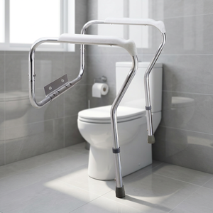 Rail de sécurité pour toilettes réglable en aluminium de qualité hospitalière poignée de confort hauteur réglable 28-32 "équipement de sécurité pour salle de bain - Product Image 3