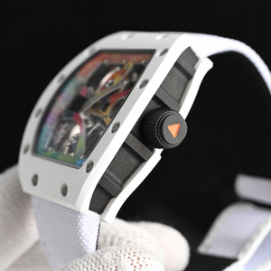 Montre automatique squelette de style Designer RM pour homme, boîtier blanc, art graffiti, montre-bracelet mécanique, mouvement ajouré coloré - Product Image 5