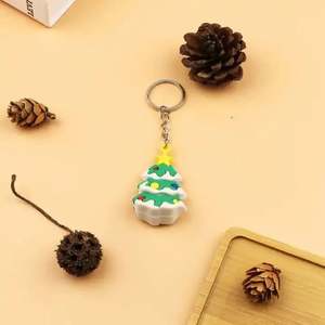 Porte-clés de Noël I-0123 en forme d'arbre, porte-clés mignon en PVC souple, caoutchouc géométrique, acier inoxydable - Product Image 4