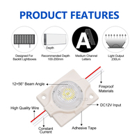 Module LED SMD 3535 2,8W étanche DC12V à éclairage périphérique, 56x12 °   Poutre pour caisson lumineux double face, certifiée CE et RoHS, garantie 5 ans