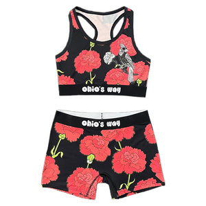 Conjuntos de sujetador deportivo para mujer con logotipo personalizado impreso de alta calidad, bragas de poliéster, ropa interior para mujer, calzoncillos bóxer para mujer - Product Image 1