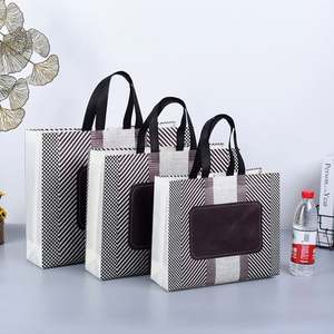 Sac de courses réutilisable écologique personnalisable orange, design patchwork, matériau tissé imperméable, pour les voyages, les activités de plein air, les cadeaux - Product Image 3