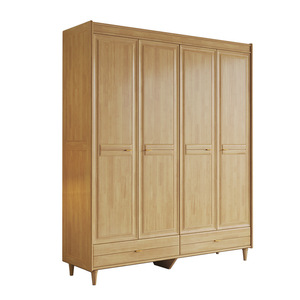 Armario de Madera Maciza con Puertas Abatibles, Mueble de Almacenamiento para Dormitorio, Color Madera Natural, Ensamblado - Product Image 4