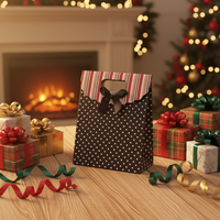 Sac cadeau de l'Avent de Noël personnalisé en papier d'art recyclable avec pelliculage mat et estampage à chaud